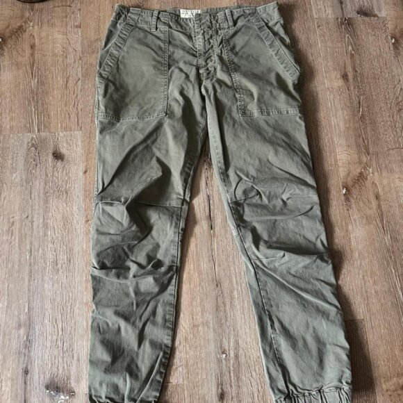 Nili Lotan Cropped Military Pants Army Green Khaki cotton cargo joggers sz 4 - Picture 1 of 6